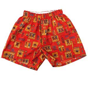 Vintage Cotton Shorts Elastic Waist Kachina Warrior Ethnic Folklore Colorado L